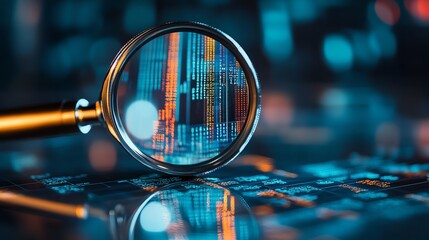 Data analysis research magnifying glass business concept exploring data insights examination