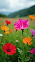 Fototapeta premium Morning Glory in a field with other wildflowers, botany, plant, botanical