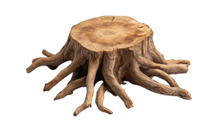 A large tree stump with many branches sticking out of it