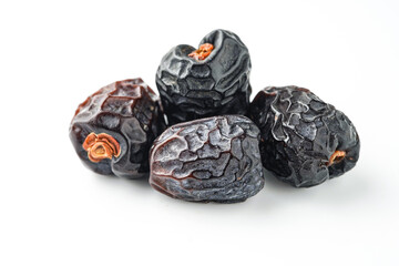 Dates fruit ajwa or kurma ajwa, isolated on white background