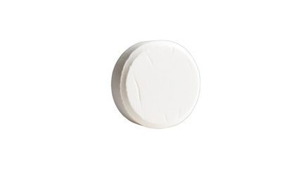 A white pill is sitting on a white background