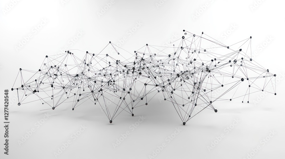 Poster abstract 3d rendering of interconnected nodes and lines forming a complex network structure against 