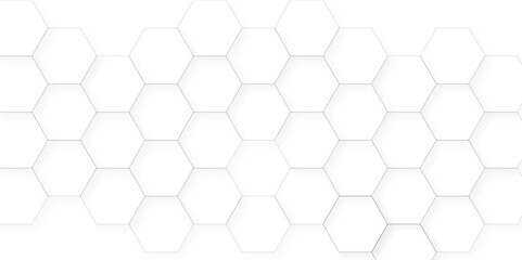 Fototapeta premium Background with hexagons. Abstract background with lines . white texture background . hexagon abstract background. Surface polygon pattern with glowing hexagon paper texture and futuristic business 