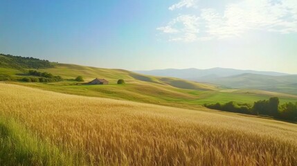 Fototapeta premium Video generation of a peaceful countryside with rolling hills. Featuring nature and tranquility