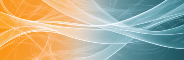 Obraz premium Abstract background featuring soft flowing lines in orange and blue hues, creating dynamic and captivating visual effect that evokes sense of movement and tranquility