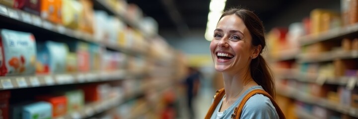 Happy shopper finds perfect item, ecstatic face, bargain, excited