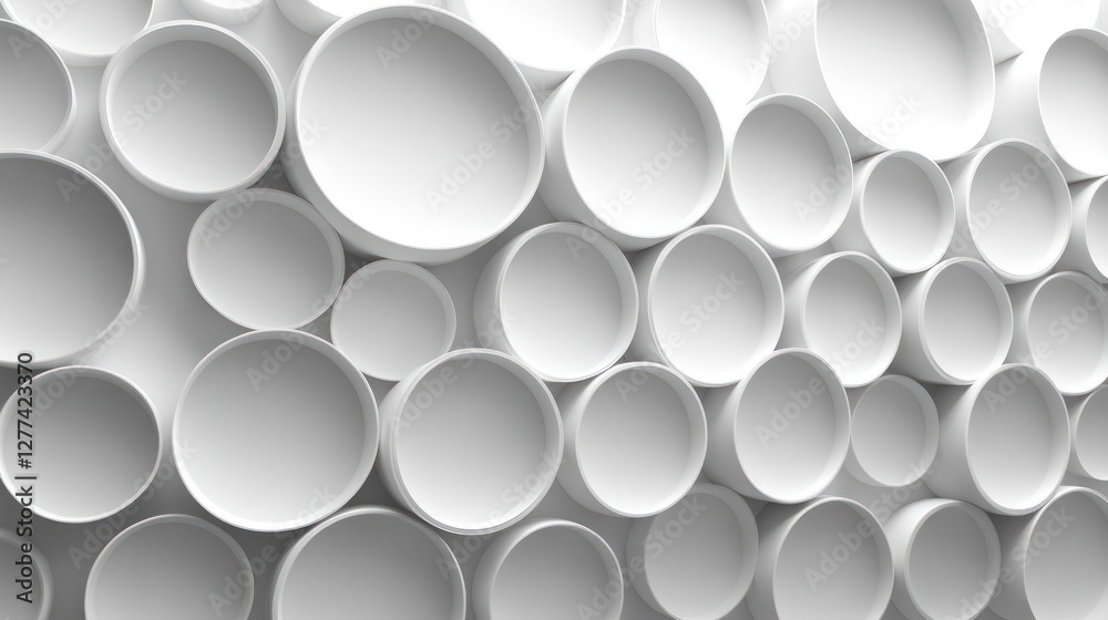 Fototapete abstract background of overlapping white circles, creating a textured, 3d effect.