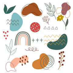 Doodle boho abstract. Hand drawn abstract shape for fashion design or natutal concept. Modern vector illustration