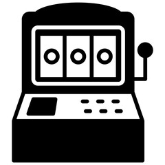 Slot Machine glyph, mini illustration icon. use for modern concept, print, UI, UX kit, web and app development. Vector EPS 10, related to entertainment, festival, funfair and hobbies.