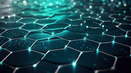 Obraz premium Futuristic Network Structure with Glowing Connections and Teal Illumination Creating a Modern Tech Atmosphere