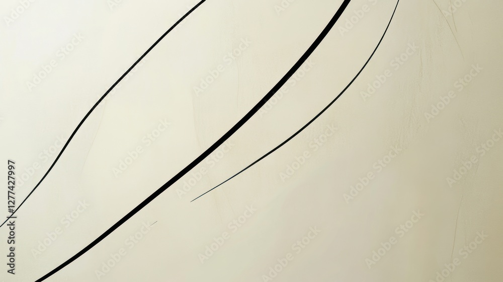 Leinwandbilder abstract beige background with thin black lines creating a dynamic, flowing design.
