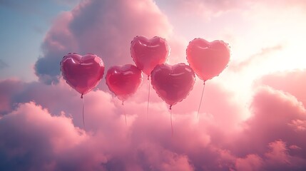 Fototapeta premium Bright Valentine's Day ad with a festive theme, perfect for romantic promotions, campaigns, and social media. Vibrant, creative, and eye-catching design.