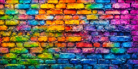Fototapeta premium Colorful Rainbow Brick Wall Texture