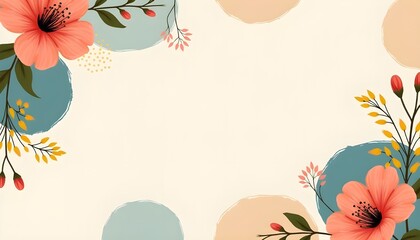 decorative floral background with vibrant orange flowers and green leaves, artistic nature design, colorful botanical illustration, spring and summer themed graphic, perfect for text overlay