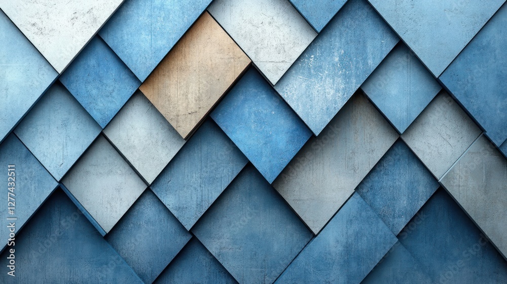 Poster abstract blue and beige textured square pattern background.