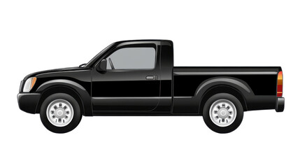 Black pickup truck isolated on white background 