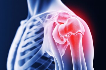 a Shoulder Joint with a Subtle Red Flare, Depicting Rotator Cuff Injuries, Muscle Strain, or Frozen Shoulder