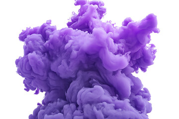Obraz premium A vibrant purple smoke cloud billowing against a white background.