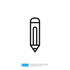 Minimalist Icon of a Black Outline Pencil for Writing and Drawing on a White Background with Clean Design Elements