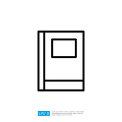 Minimalist Icon of a Book with Rectangular Design for Educational and Literary Purposes in Monochrome Style