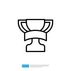 Trophy Icon Symbol Representing Achievement and Success in Competitions and Celebrations with Outline Design on a Minimal Background