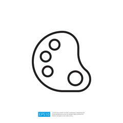 Simple Outline Icon of an Artist Palette with Color Dots Representing Creativity and Art Tools in a Minimalist Design
