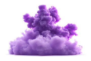 Fototapeta premium A vibrant purple smoke cloud billowing upwards against a white background.