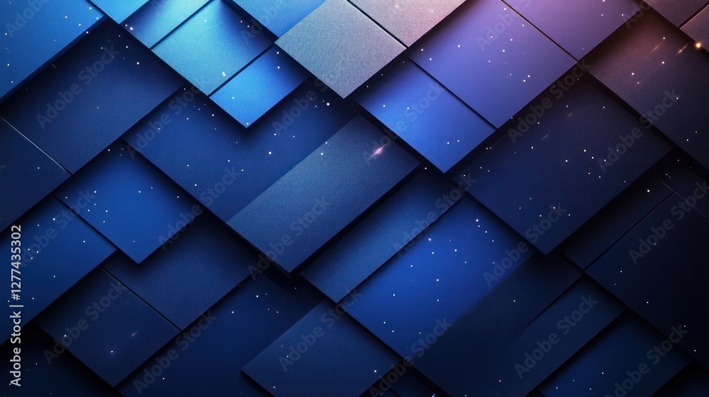 Aufkleber abstract blue and purple geometric pattern background with glowing particles.