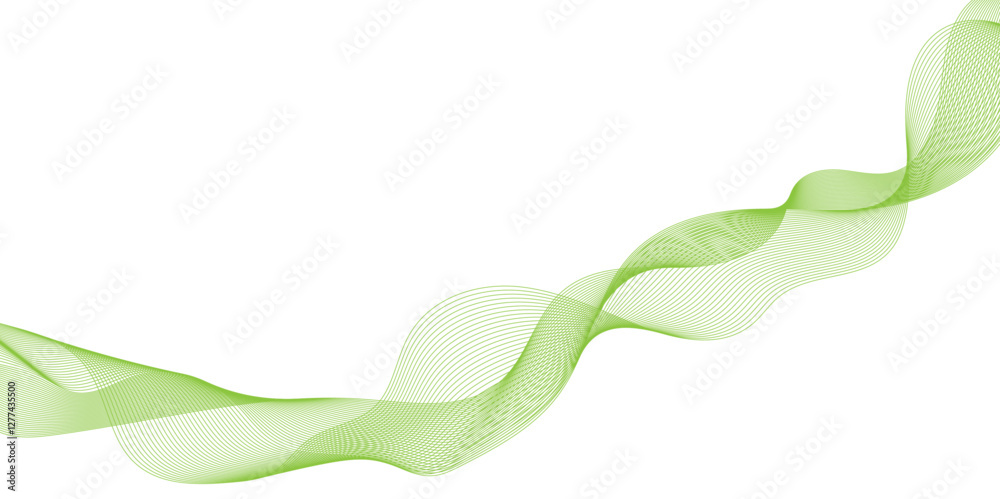 Fototapete abstract green wave line stream element for design, frequency sound wave lines and technology curve 