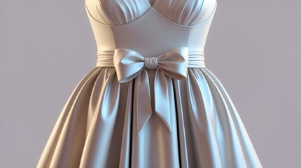 Elegant Satin Dress with Bow: Fashion Design for Weddings and Formal Events