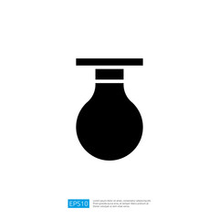 Simple Black Light Bulb Icon Representing Electricity and Innovative Ideas in Minimalist Design with Transparent Background