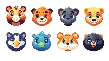 Obraz premium Cute cartoon animal heads.