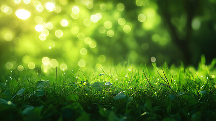 Obraz premium Sustainability and eco-awareness represented by Earth on vibrant green grass with bokeh background