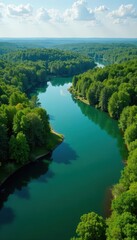 Fototapeta premium Eastlake's tranquil lakes and green spaces from above , autumn, San Diego