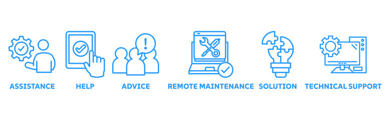 IT Expert icon SET vector illustration concept with icon of assitance, help ,advice, remote maintenance, solutions, technical support 