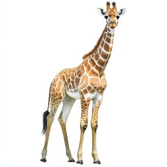 Fototapeta premium Cute Watercolor Rendition of a Young Giraffe Standing Upright