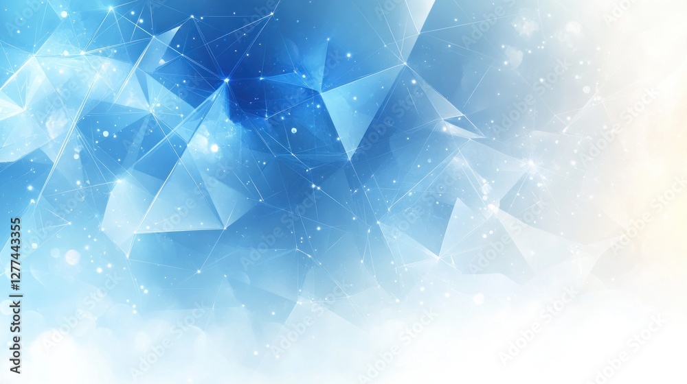 Aufkleber abstract blue polygonal background with glowing particles and lines.