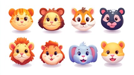 Cute cartoon animal heads.