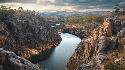 Serene Sunset over Rocky River Gorge