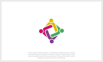 Community logo icon vector isolated. Abstract people colorful logo icon design minimal style illustration.