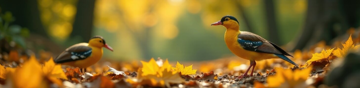 Toughshanks Gymnopus confluens among golden linden leaves, woodland scene, nature