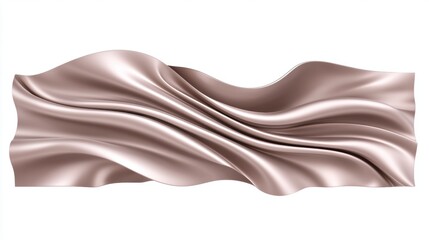 Obraz premium Wavy Rose Gold Satin Fabric with Smooth Texture and Abstract Design on White Background