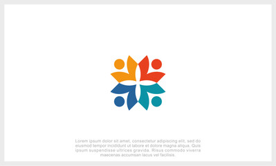 Obraz premium Community logo icon vector isolated. Abstract people colorful logo icon design minimal style illustration.