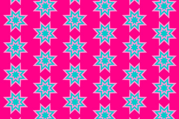 A graphic pattern of colorful octagram shape in front of color backdrop