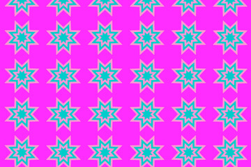 A graphic pattern of colorful octagram shape in front of color backdrop