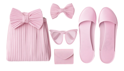 Pink fashion accessories, flatlay, stylish items