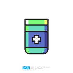 Fototapeta premium Colorful Medicine Bottle Icon Representing Health Treatment in a Modern Healthcare System