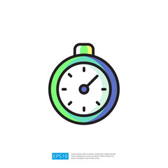 Colorful Stopwatch Icon with Clear Dial and Vibrant Gradient Design for Time Management and Productivity