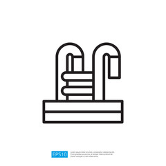 Stylized Icon of Water Slide with Coiled Pipeline Structure in Minimalist Linear Design