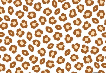 Fototapeta premium Two-Toned Leopard Print Vector Pattern: Brown and Beige Spots on White Background, Flat Design